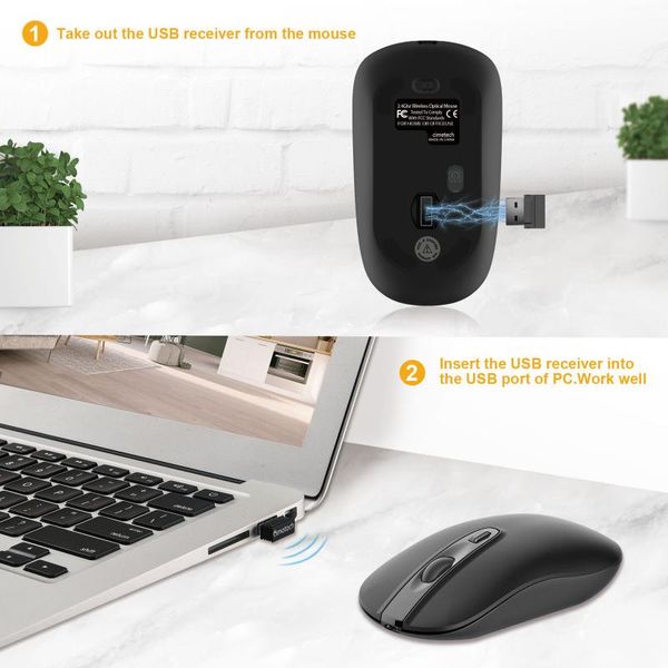 

mice wireless mouse 2.4ghz usb rechargeable ultra-thin lightweight ergonomic poelectric 480mah 5 adjustable dpi silent mute