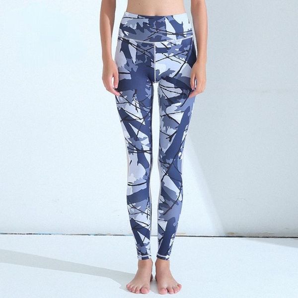 

yoga outfit 2021 mesh stitched printed sports pants fitness running women