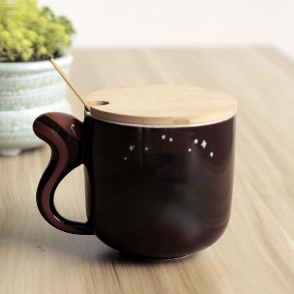 

mugs star papa wind korean forest squirrel mug with lid spoon office cup coffee