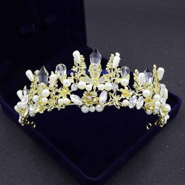 

hair clips & barrettes pearl rhinestone bridal tiaras crowns women witch queen crystal baroque bride jewelry pageant diadem wedding accessor, Golden;silver