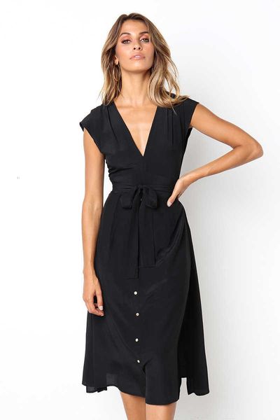 

casual dresses summer v-neck backless sleeveless black women robe femme vintage elegant long sun usho, Black;gray