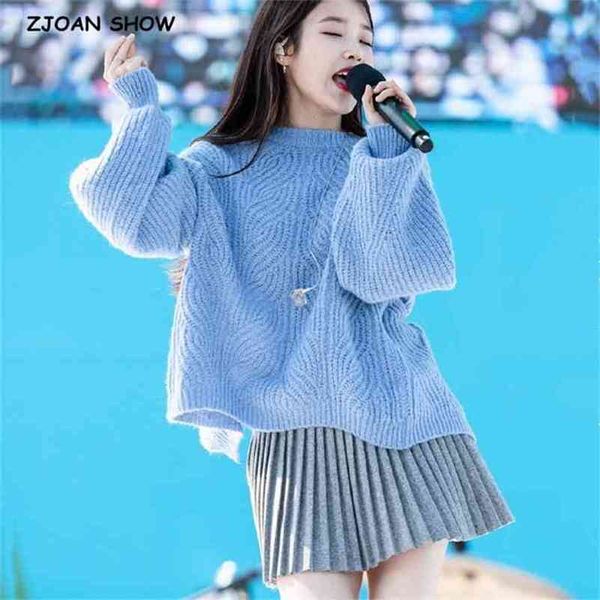 

2 pieces set vintage knitting twist slit back backless sweat korea clothing women pleated mini skirt long sleeve knitwear jumper 210429, White