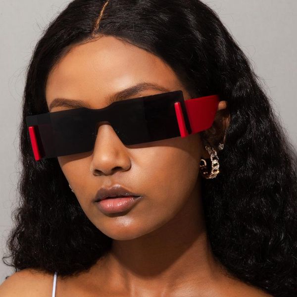 

outdoor eyewear vintage women's sunglasses for men punk frameless square glasses siamese wide legs luxury designer decorative uv400