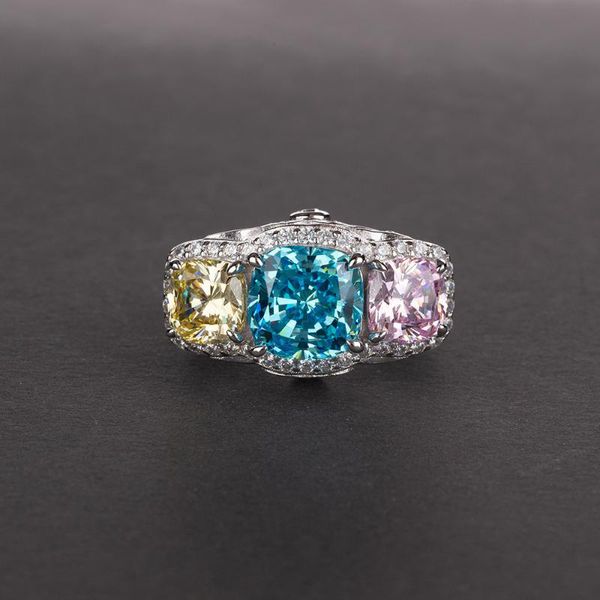 

cluster rings fashion 925 sterling silver z diamonds gemstone birthstone wedding engagement couple ring jewelry wholesale, Golden;silver