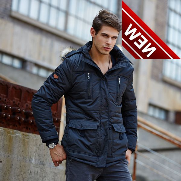 

men's clothing 2021 winter new cotton jacket plus fluff collar hooded casual size, Black
