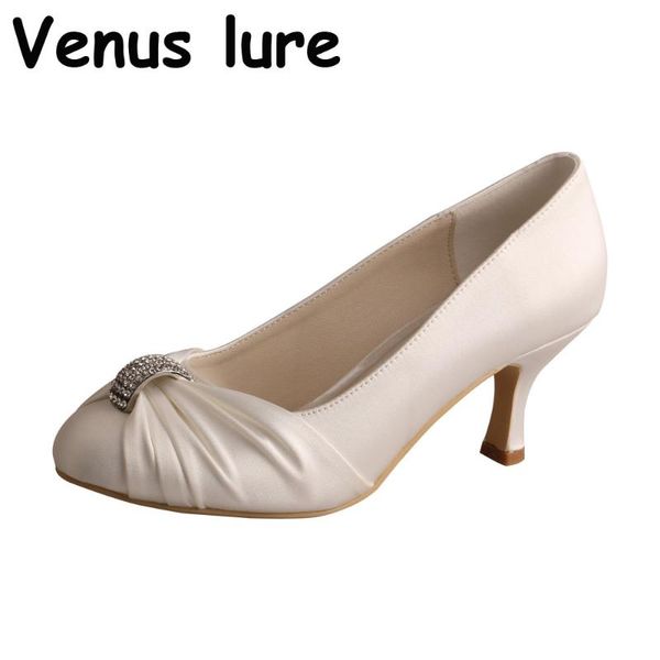 

women ivory shoes high heels closed toe mid heel wedding satin ladies bride prom party dress, Black