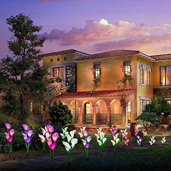 

lawn lamps creative solar stake lamp simulation calla lily flower light powered outdoor garden decoration