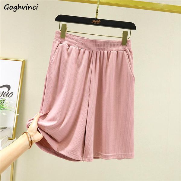 

women's shorts soft leisure solid elastic waist home-wear colorful daily loose all-match students trendy females summer, White;black