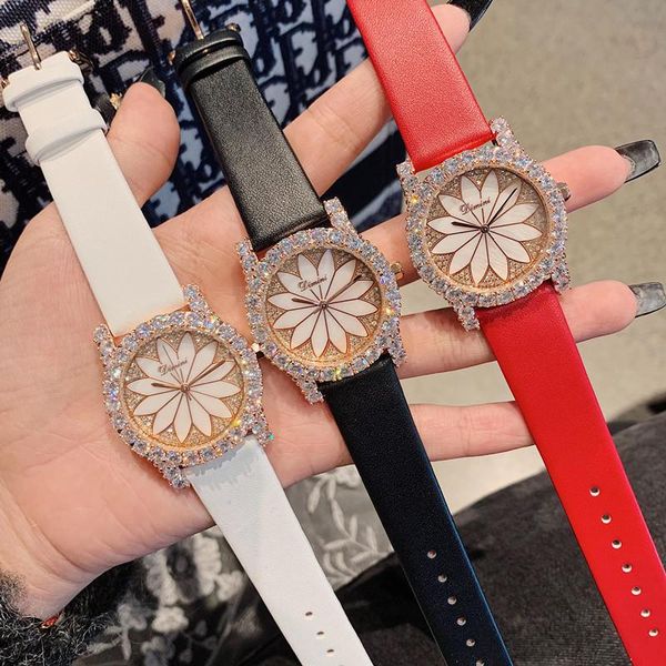 

wristwatches like a sunflower watches for women full zircon crystals watch quartz girls party dress wrist waterproof, Slivery;brown