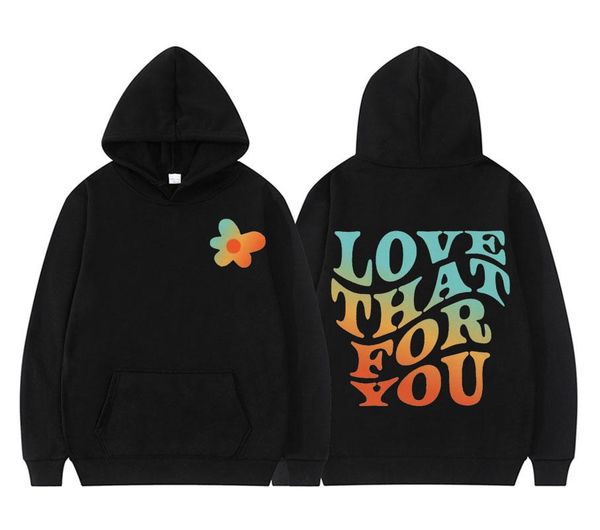 

men's hoodies & sweatshirts love that for you color letter print hoodie men women double-sided hip hop style sweatshirt mens loose, Black