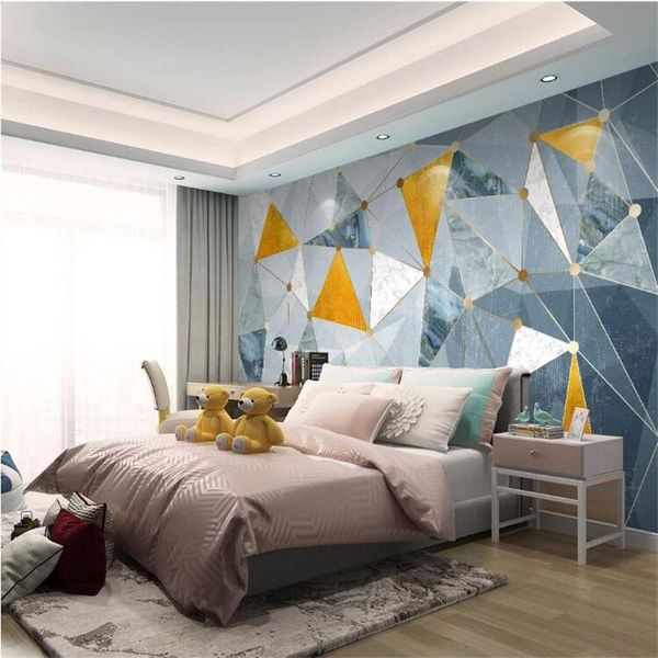 

wallpapers wellyu papel parede custom wallpapermodern minimalist geometric lines light luxury jazz white mural gold decorative painting