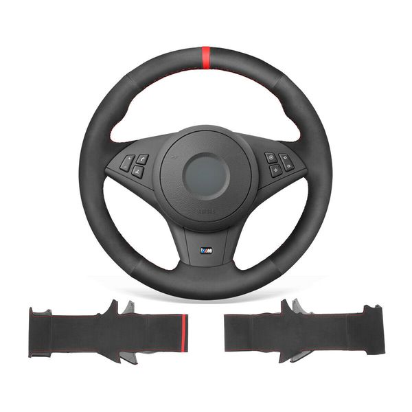 

diy custom hand stitched soft black suede steering wheel cover for bmw e60 m5 2005-2008 / e63 e64 cabrio m6 2005-2010