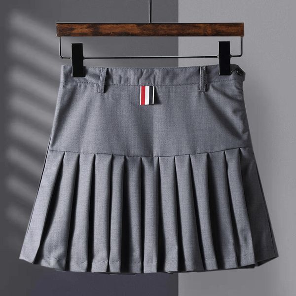

design clothing summer new korean pleated short college anti light lining high waist foreign style slim skirt women, Black