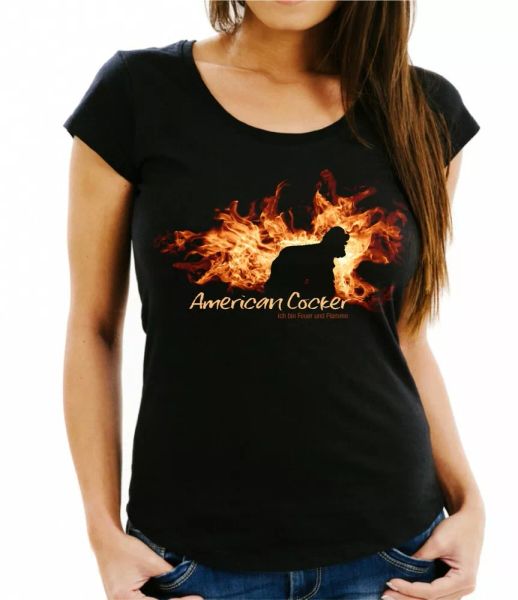 

Ladies T-Shirt American Cocker Fire and Flame by siviwonder Dog Motif, Mainly pictures