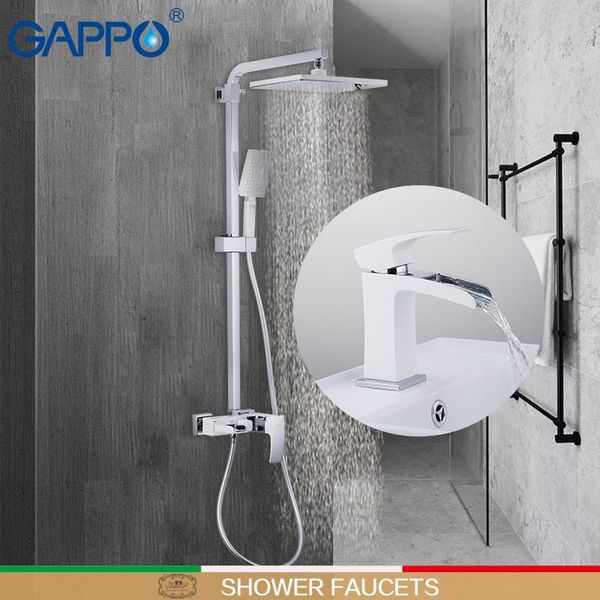 

gappo shower faucet basin faucets chrome and white wall bathroom faucet mixer deck mounted basin sink shower sets