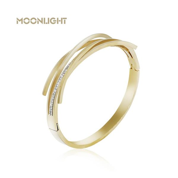 

fashion simple super flash zircon wide version women's bracelets stainless steel bangles for women party gifts bangle, Black