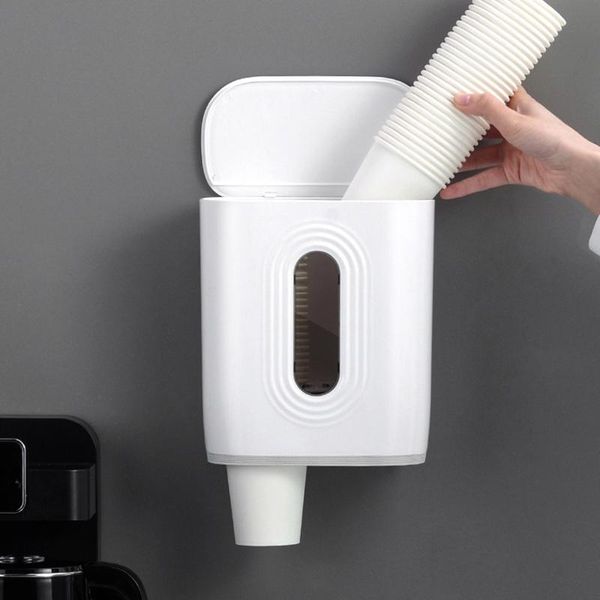 

kitchen storage & organization punch-creative paper cup holder wall-mounted visual box home office restaurant rack with lid