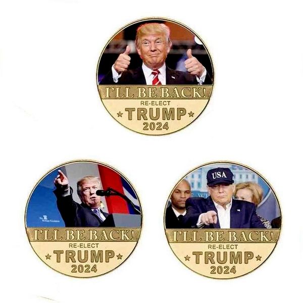 

trump 2024 coin commemorative craft i'll be back save america again gold metal badge