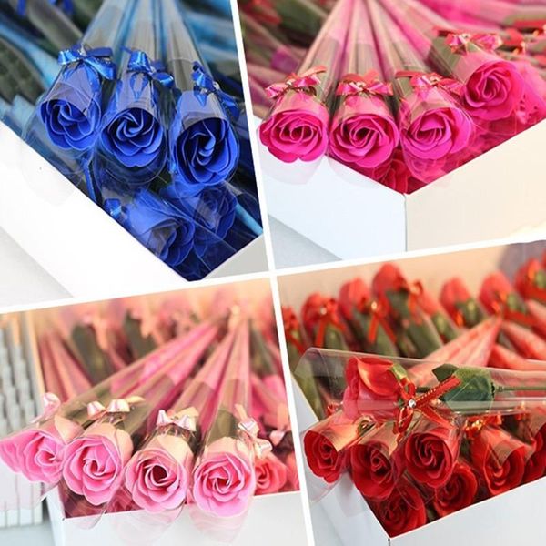 

decorative flowers & wreaths 5x artificial flower rose bath body soap wedding christmas valentine's day gift decoration love