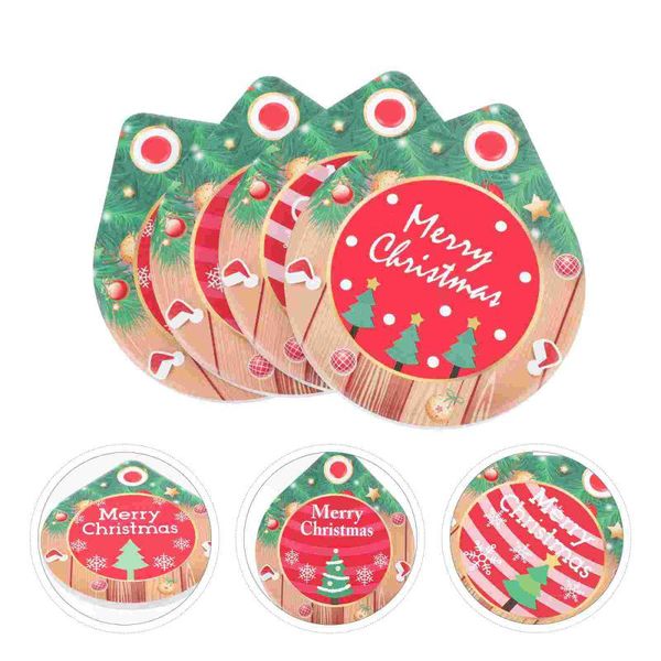 

mats & pads 4pcs creative christmas party cup ceramic home coasters (red)