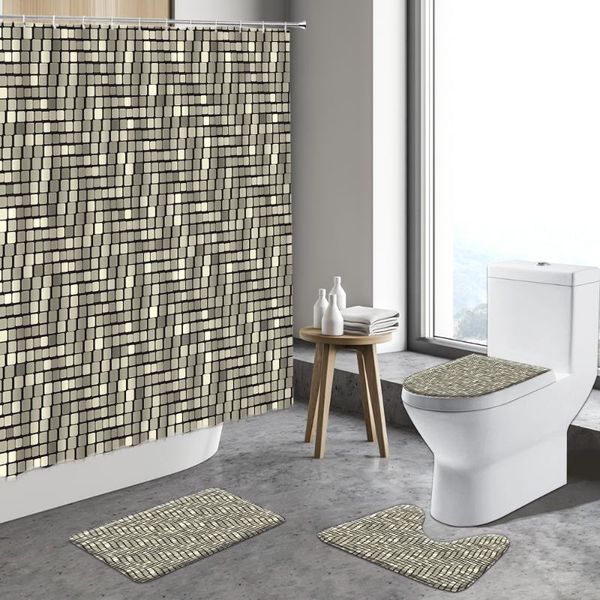 

shower curtains abstract sequin mosaic disco ball bathroom decor curtain colorful shiny texture non-slip rug toilet lid cover bath mat