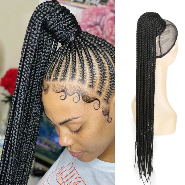 

womens box braids ponytail wavy curly hair amzbook extension for women 12 inches, Black