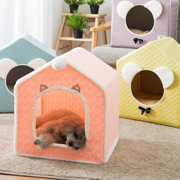 

kennels & pens indoor dog cat house detachable houne winter comfortable puppy bed kennel nest cama para cachorro for cats