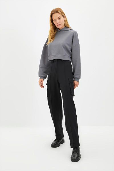 

women's pants & capris trendyol double pockets twoaw22pl0343, Black;white