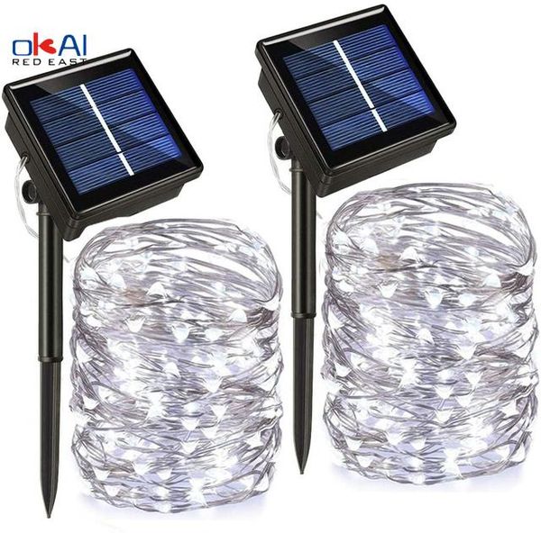 

strings solar light led outdoor leds string lights fairy holiday christmas party garland garden waterproof 8 mode 10m 20m