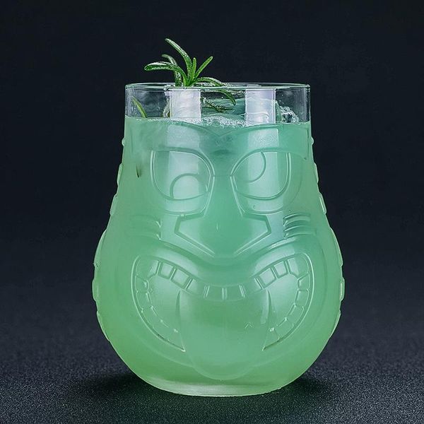 

wine glasses 500ml stemless glass tiki cup lead-hawaii face cocktail coke cold drink gift