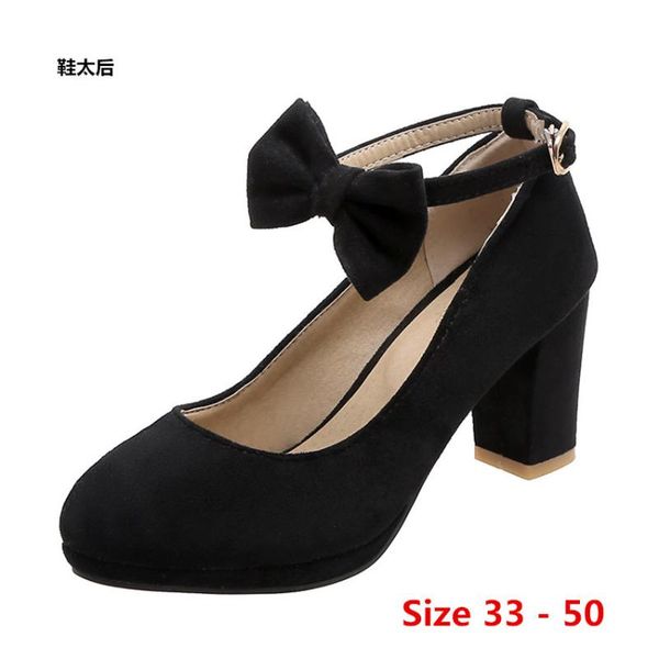 

dress shoes platform high heels women scarpin ladies heel woman pumps ankle strap small big size 33 - 50, Black