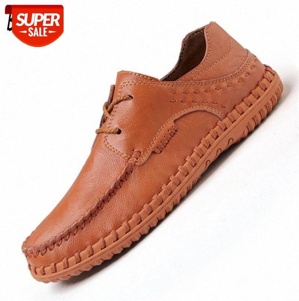 

Brand Genuine Leather New Men Casual shoes Autumn italy Man's High Quality Shoes Moccasins Comfortable Lace Up Sneakers Shoes #IA2l