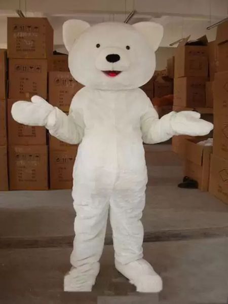 Pequenos olhos Branco Bear Mascote Traje Halloween Natal Fantasia Vestido De Partido Personagem De Banda Desenhada Terno Carnaval Unisex Adultos Outfit