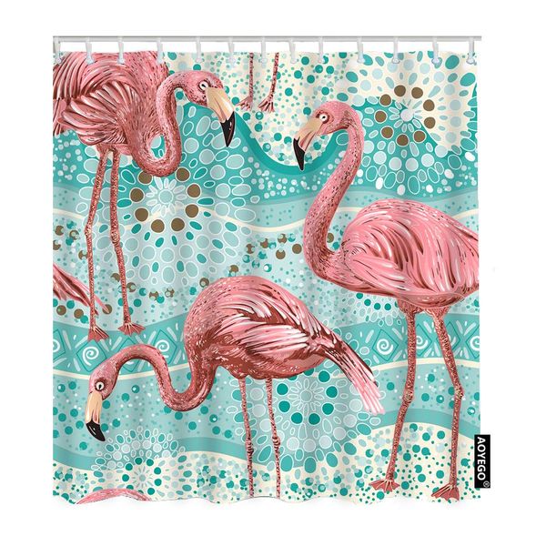 

flamingo shower curtain set tropical bird mandala flower circles doodle polka dot shower curtain 72x72 inch decorative