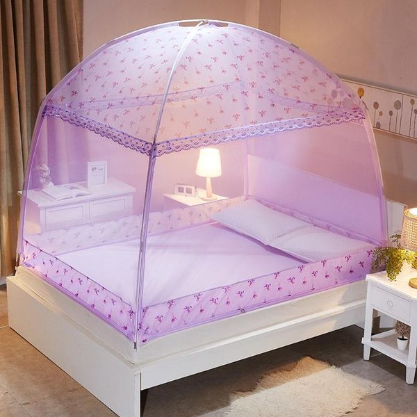 

mosquito net heightened yurt printed anti-mosquito cloth children bed tent canopy single double three doors netting