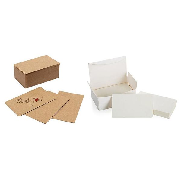 

greeting cards 100pcs blank kraft paper business word card with white cardboard message
