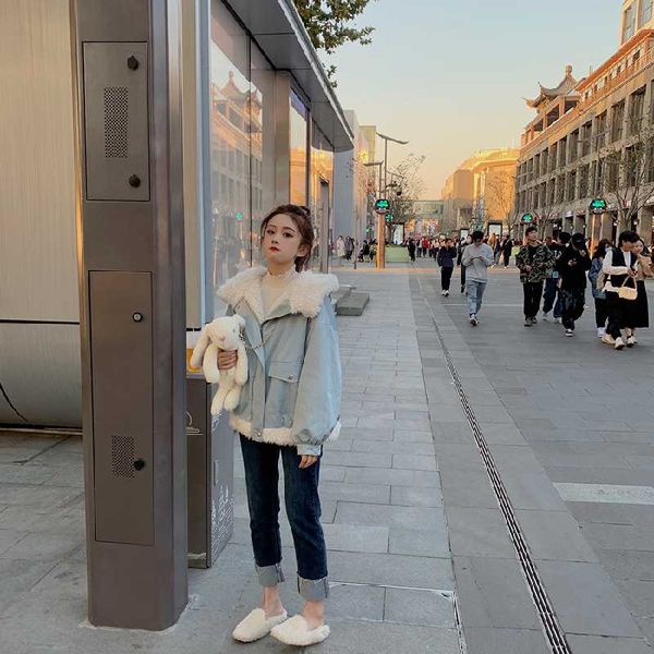 

winter fashion ladies coat casual women overcoat loose solid color thicken female outerwear women's down & parkas, Black