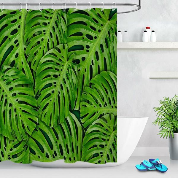 

shower curtains tropical plant leaves fabric curtain liner bathroom