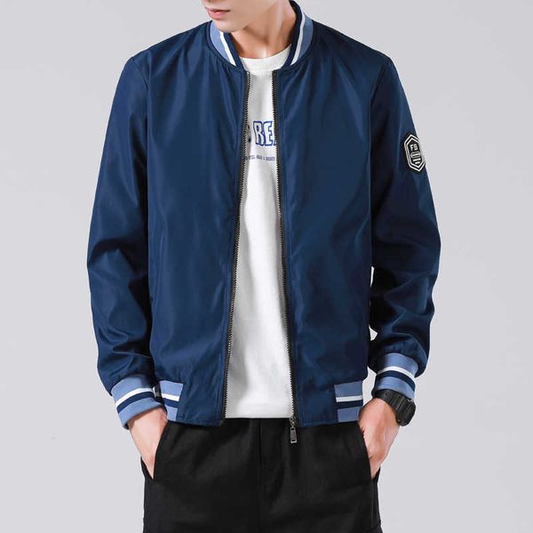 Bomber Jacket Men Solid Fashion Casual Mens Windbreaker Jacket Zipper Nero Grigio Blu Cappotti Capispalla maschile Jaqueta Masculina 4XL X0621