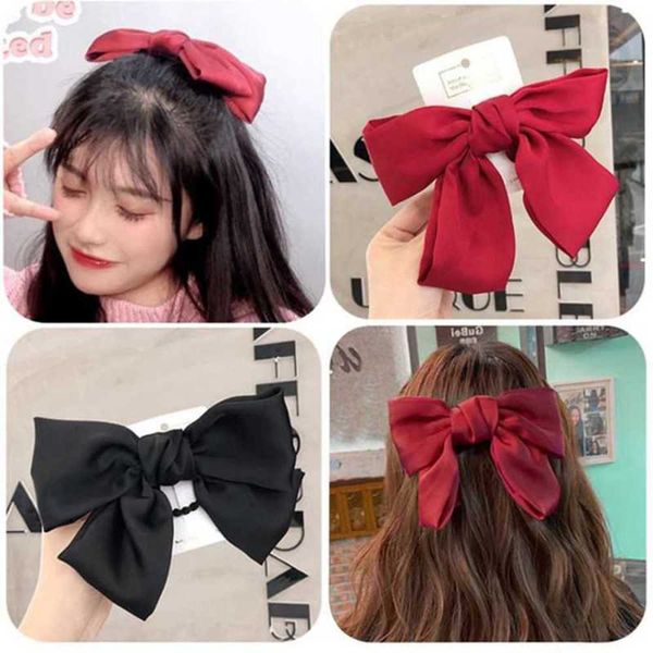 

2021 fashion baby jewelry super large black bow hairpin for adults and, Red;brown