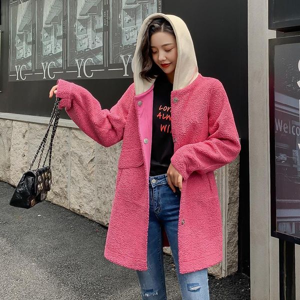 

women's jackets jacket women lamb coat woman autumn and winter style loose the korean version fur one lambs wool, Black;brown