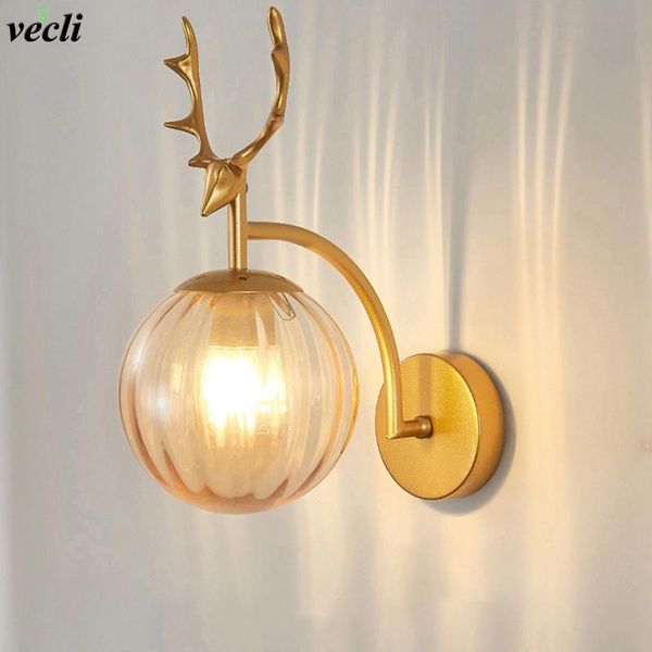 

wall lamp nordic decorative led iron reading beside home stairs vintage loft sconce lights glass ball gold black e27