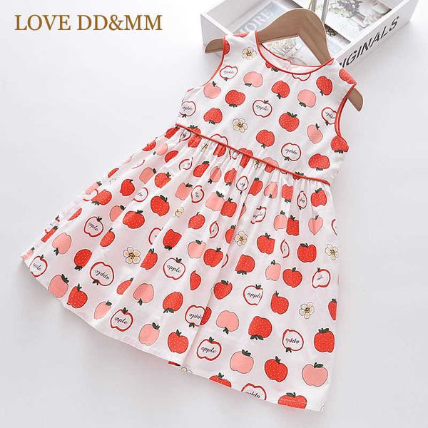 

love dd&mm girls dress summer kids casual apple letter flower print princess outfits children clothing baby costumes dress 210715, Red;yellow