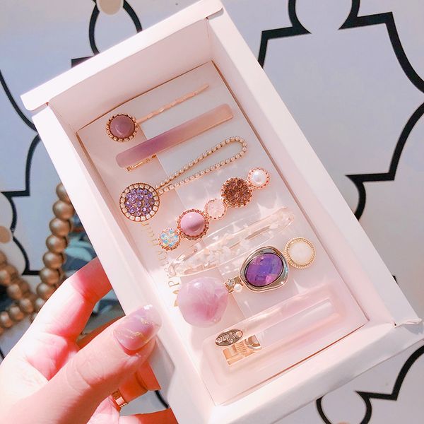 

deep sea mermaid south korea retro pearl marble hair clip ins net red