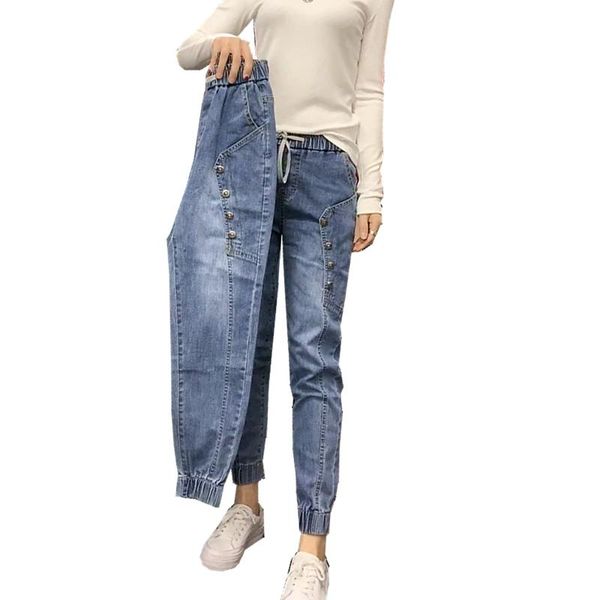 

women's jeans woman pants 2021 spring high waist straight loose buttons pantalones vaqueros mujer, Blue