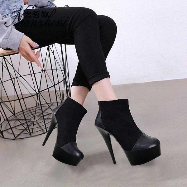 

platform boots short pole dance shoes nightclub stripper heels stage fashion models mature high retro classics, Black