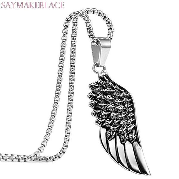

pendant necklaces tide male rock fashion angel wing necklace men's titanium steel party accessories, Silver