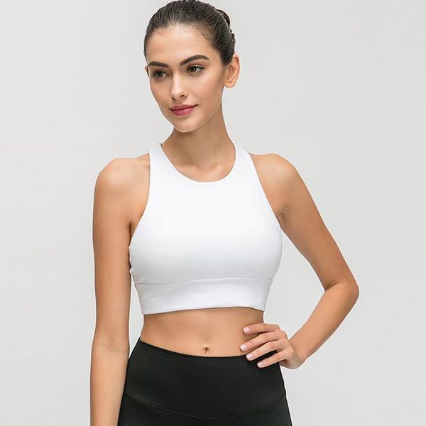 

plus size high-neck women's sport bras high impact fitness bra soft workout running crop for women yoga gym clothing, White;black