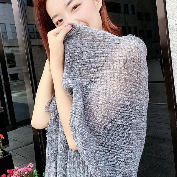 

hats, scarves & gloves sets wool scarf color point super long shawl dual-purpose solid joker autumn and winter women's korean version s, Blue;gray