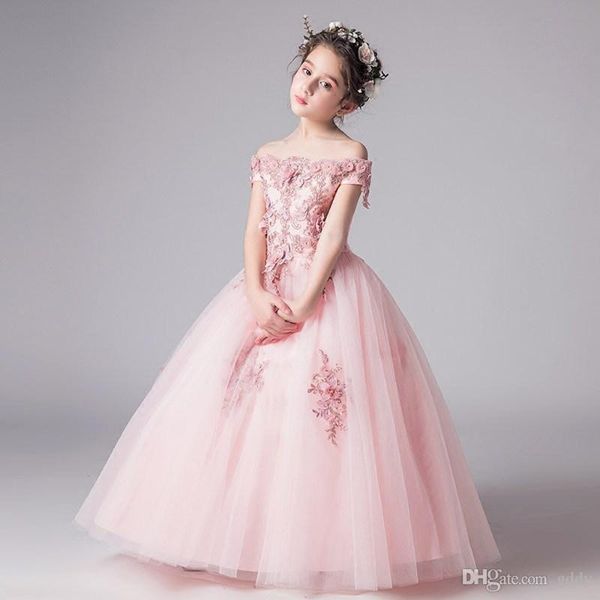 

family matching outfits pink arabic flower girl dresses floral appliques pearls child wedding vintage little pageant, Blue